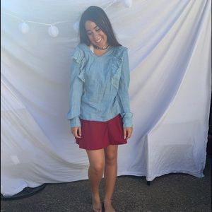 NWOT!! ruffled blue shirt